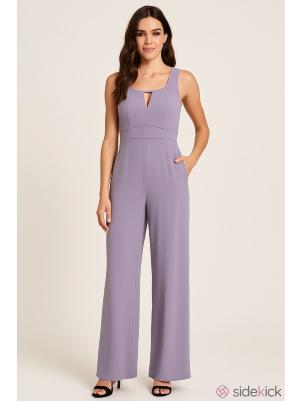 Pinko Lavender Vneck Sleeveless Wide-Leg Jumpsuit Size EU 44 / US Large